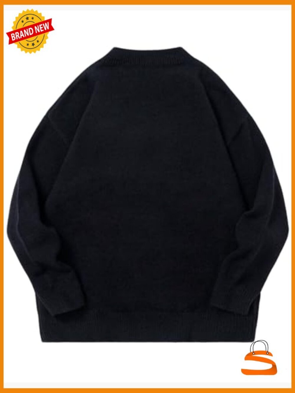 Oversized Duck Graphic Knit Crewneck Pullover Streetwear Unisex - Picture 2 of 6